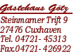 Cuxhaven, Tel.: 04721 / 45313